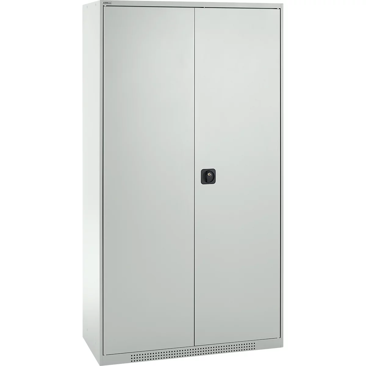 Schäfer Shop Genius materiaalkast FS, 5 OH, afsluitbaar, 4 legborden/12 laden, tot 450 kg, B 1055 x D 520 x H 1950 mm, staal, lichtgrijs/lichtgrijs