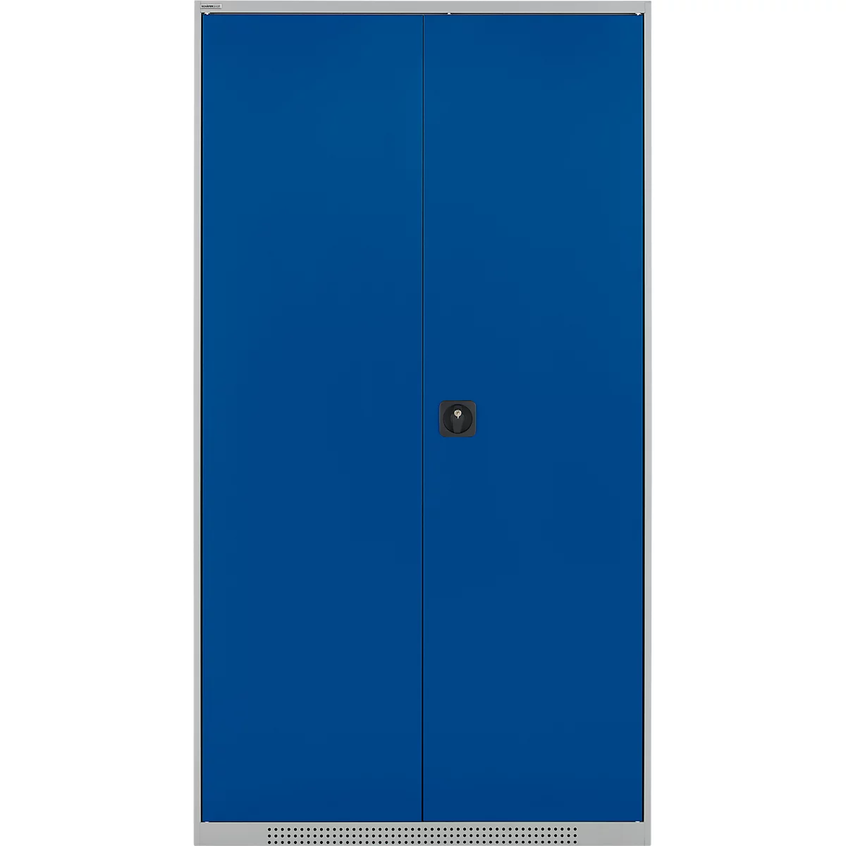 Schäfer Shop Genius materiaalkast FS, 5 OH, afsluitbaar, 4 legborden/12 laden, tot 450 kg, B 1055 x D 520 x H 1950 mm, staal, witaluminium/ gentiaanblauw