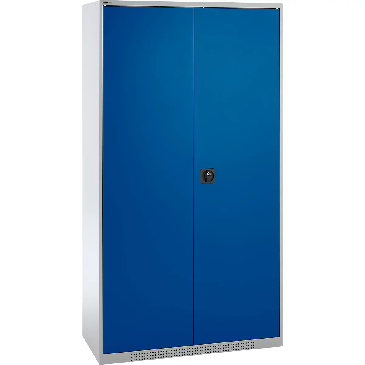 Schäfer Shop Genius materiaalkast FS, 5 OH, afsluitbaar, 4 legborden/12 laden, tot 450 kg, B 1055 x D 520 x H 1950 mm, staal, witaluminium/ gentiaanblauw