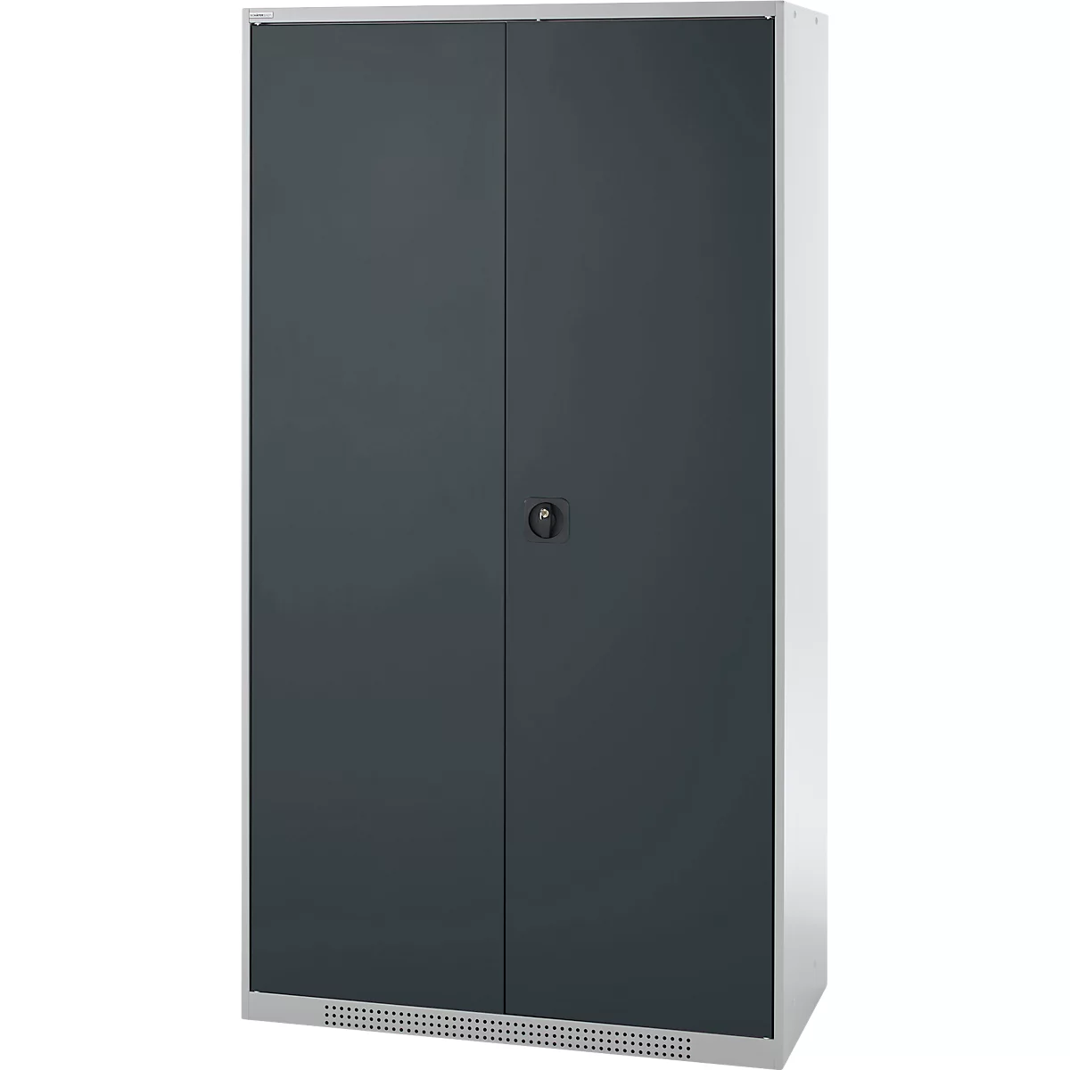Schäfer Shop Genius Materialschrank FS, 5 OH, abschließbar, 4 Fachböden/12 Schübe, bis 450 kg, B 1055 x T 520 x H 1950 mm, Stahl, weißalu/anthrazitgrau