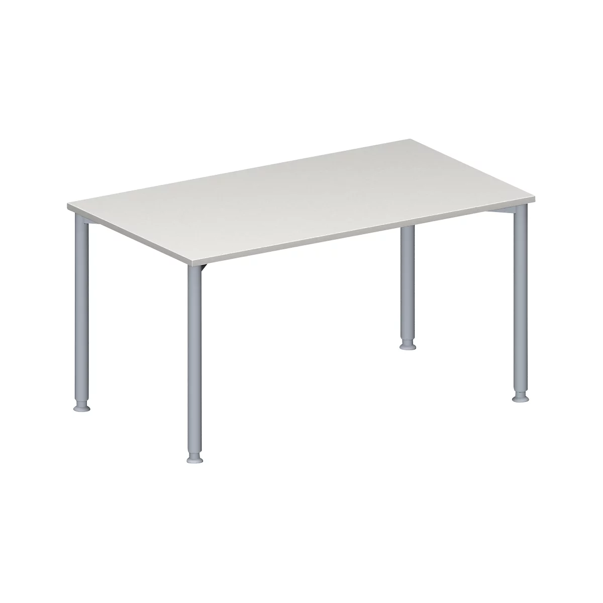 A white table with silver legs, isolated.