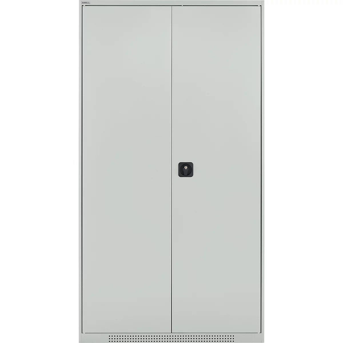 Schäfer Shop Genius Mehrzweckschrank FS, modular, abschließbar, mit Mittelwand, 4 Fachböden, B 1055 x T 520 x H 1950 mm, lichtgrau