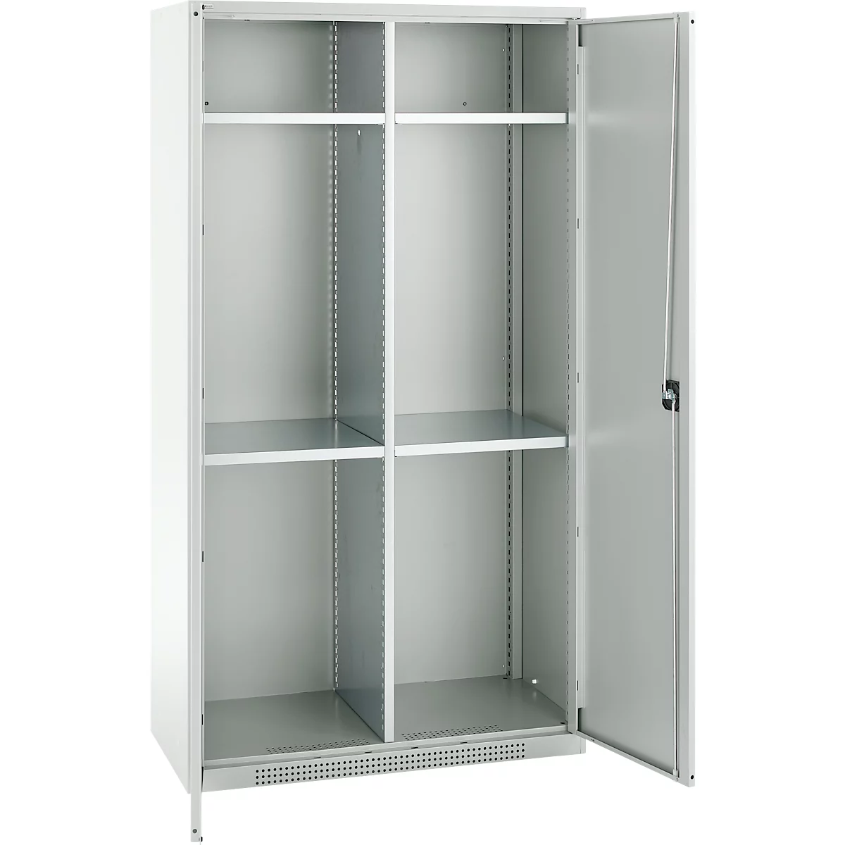 Schäfer Shop Genius Mehrzweckschrank FS, modular, abschließbar, mit Mittelwand, 4 Fachböden, B 1055 x T 520 x H 1950 mm, lichtgrau