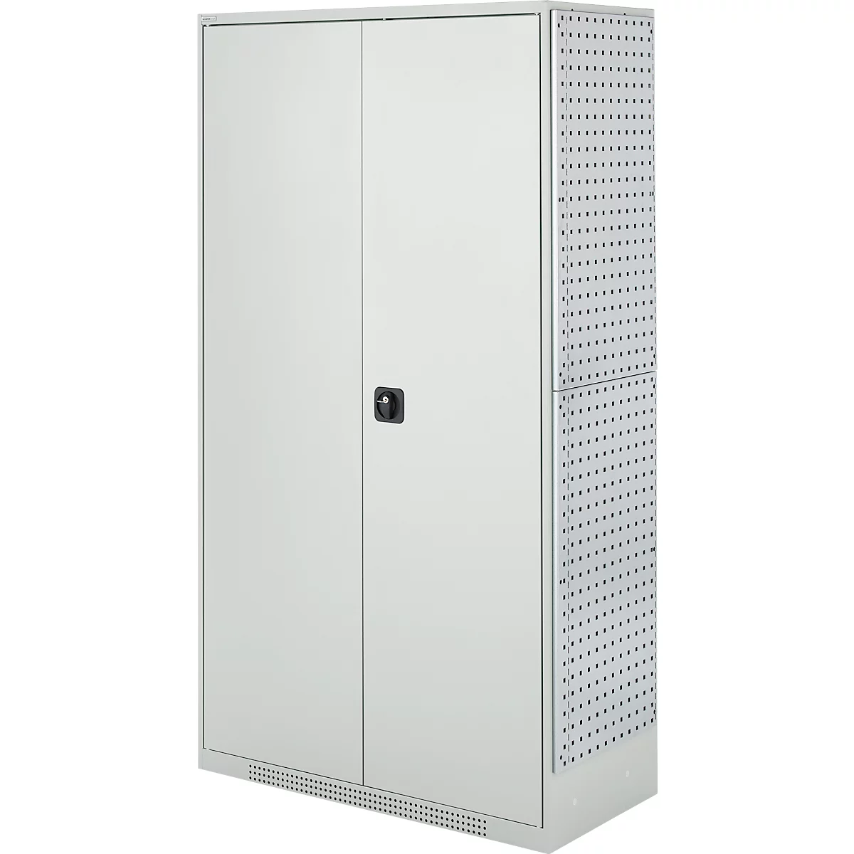 Schäfer Shop Genius Mehrzweckschrank FS, modular, abschließbar, mit Mittelwand, 4 Fachböden, B 1055 x T 520 x H 1950 mm, lichtgrau