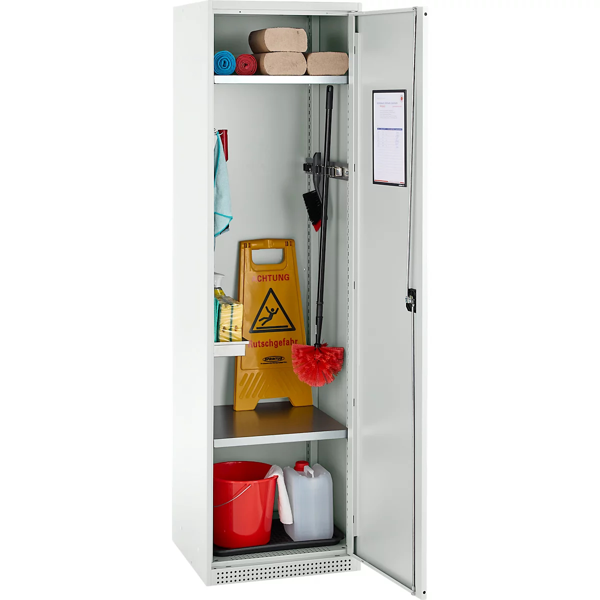 Schäfer Shop Genius Mehrzweckschrank FS, modular, abschließbar, ohne Mittelwand, 2 Fachböden, B 545 x T 520 x H 1950 mm, Stahl, lichtgrau