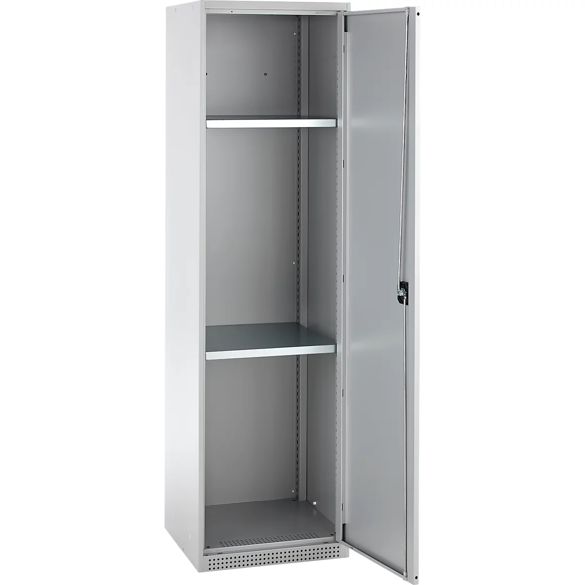 Schäfer Shop Genius Mehrzweckschrank FS, modular, individuell erweiterbar, 2 Fachböden, bis 250 kg, B 545 x T 520 x H 1950 mm, Stahl, weißaluminium/weißaluminium