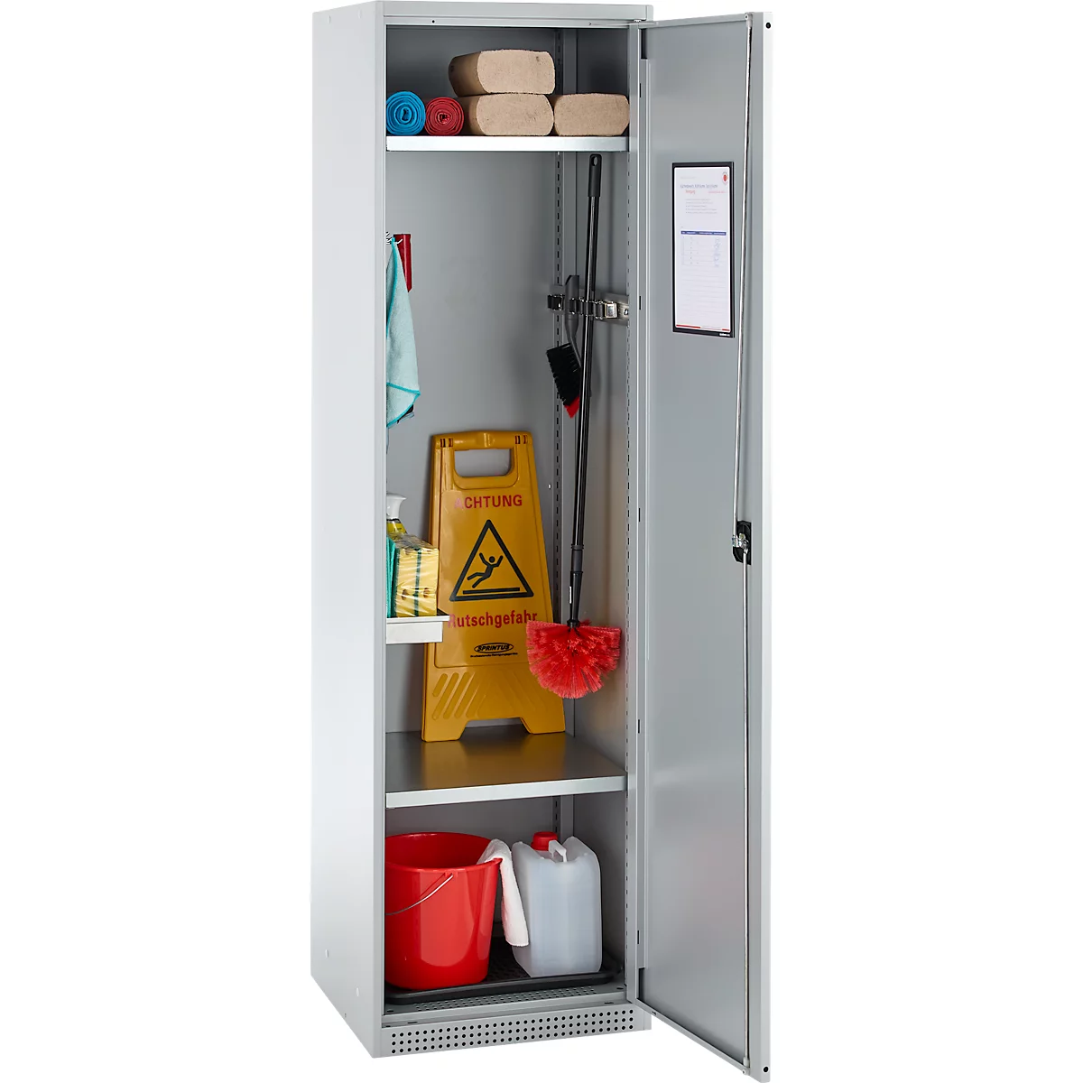 Schäfer Shop Genius Mehrzweckschrank FS, modular, individuell erweiterbar, 2 Fachböden, bis 250 kg, B 545 x T 520 x H 1950 mm, Stahl, weißaluminium/weißaluminium