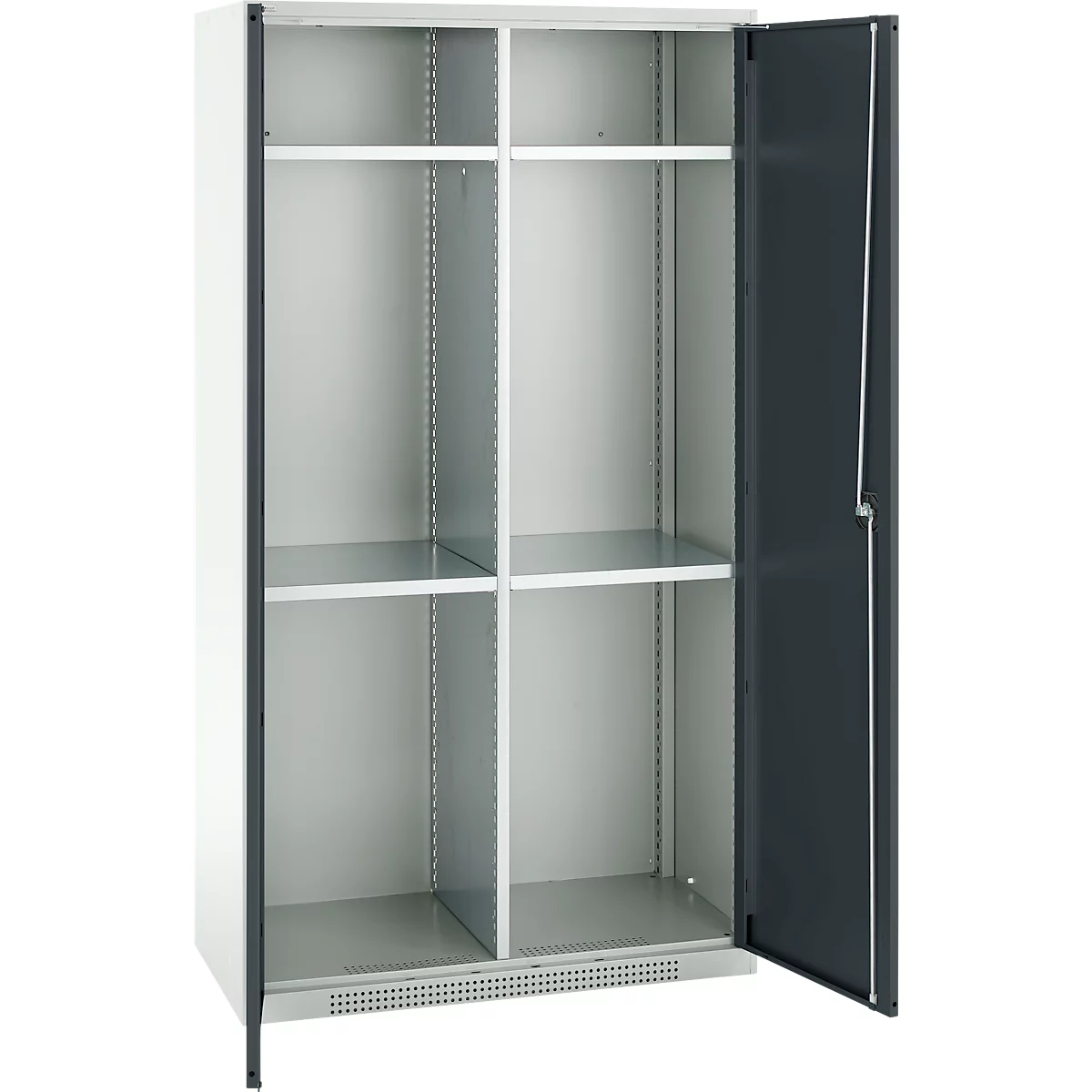 Schäfer Shop Genius Mehrzweckschrank FS, modular, indivuduell erweiterbar, Mittelwand, 4 Fachböden, bis 450 kg, B 1055 x T 520 x H 1950 mm, lichtgrau/anthrazitgrau