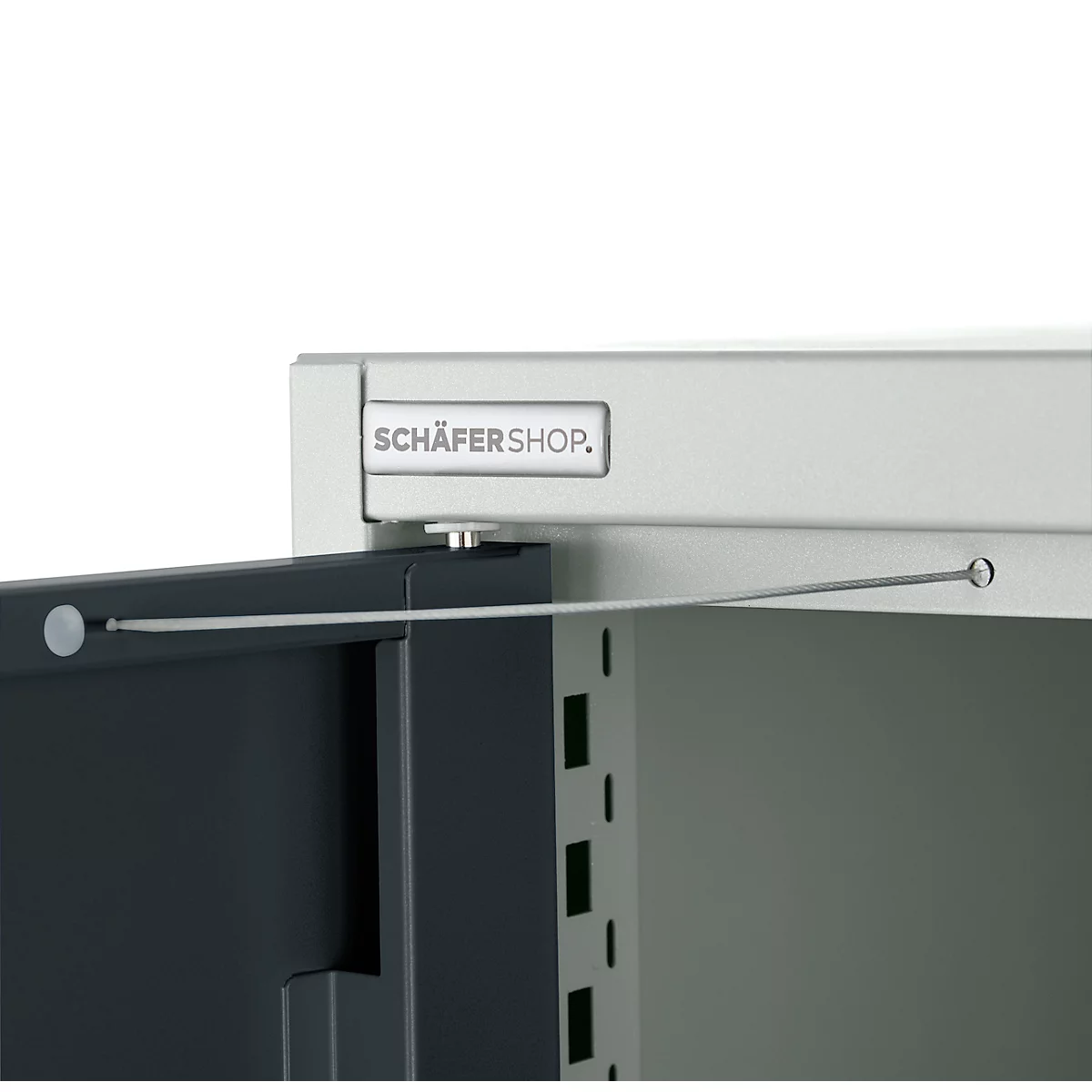 Schäfer Shop Genius Mehrzweckschrank FS, modular, indivuduell erweiterbar, Mittelwand, 4 Fachböden, bis 450 kg, B 1055 x T 520 x H 1950 mm, lichtgrau/anthrazitgrau
