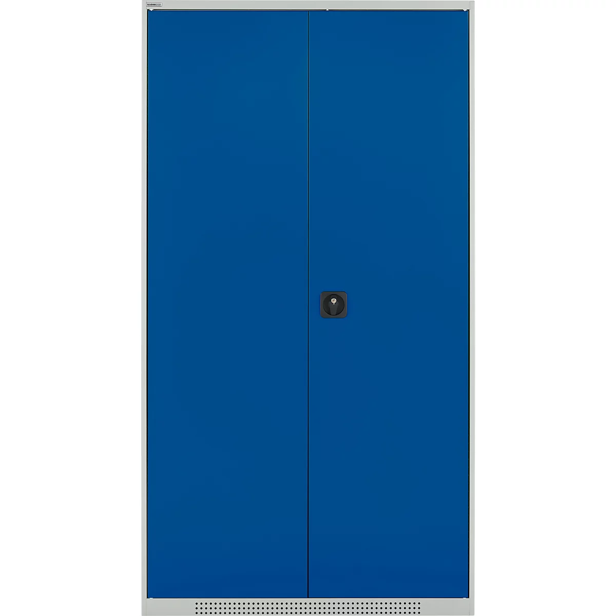 Schäfer Shop Genius Mehrzweckschrank FS, modular, indivuduell erweiterbar, Mittelwand, 4 Fachböden, bis 450 kg, B 1055 x T 520 x H 1950 mm, lichtgrau/enzianblau