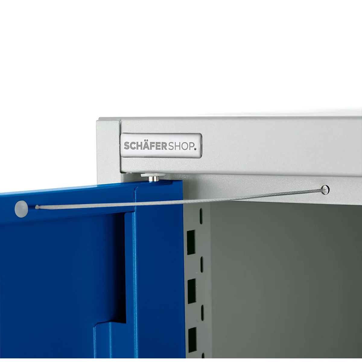 Schäfer Shop Genius Mehrzweckschrank FS, modular, indivuduell erweiterbar, Mittelwand, 4 Fachböden, bis 450 kg, B 1055 x T 520 x H 1950 mm, lichtgrau/enzianblau