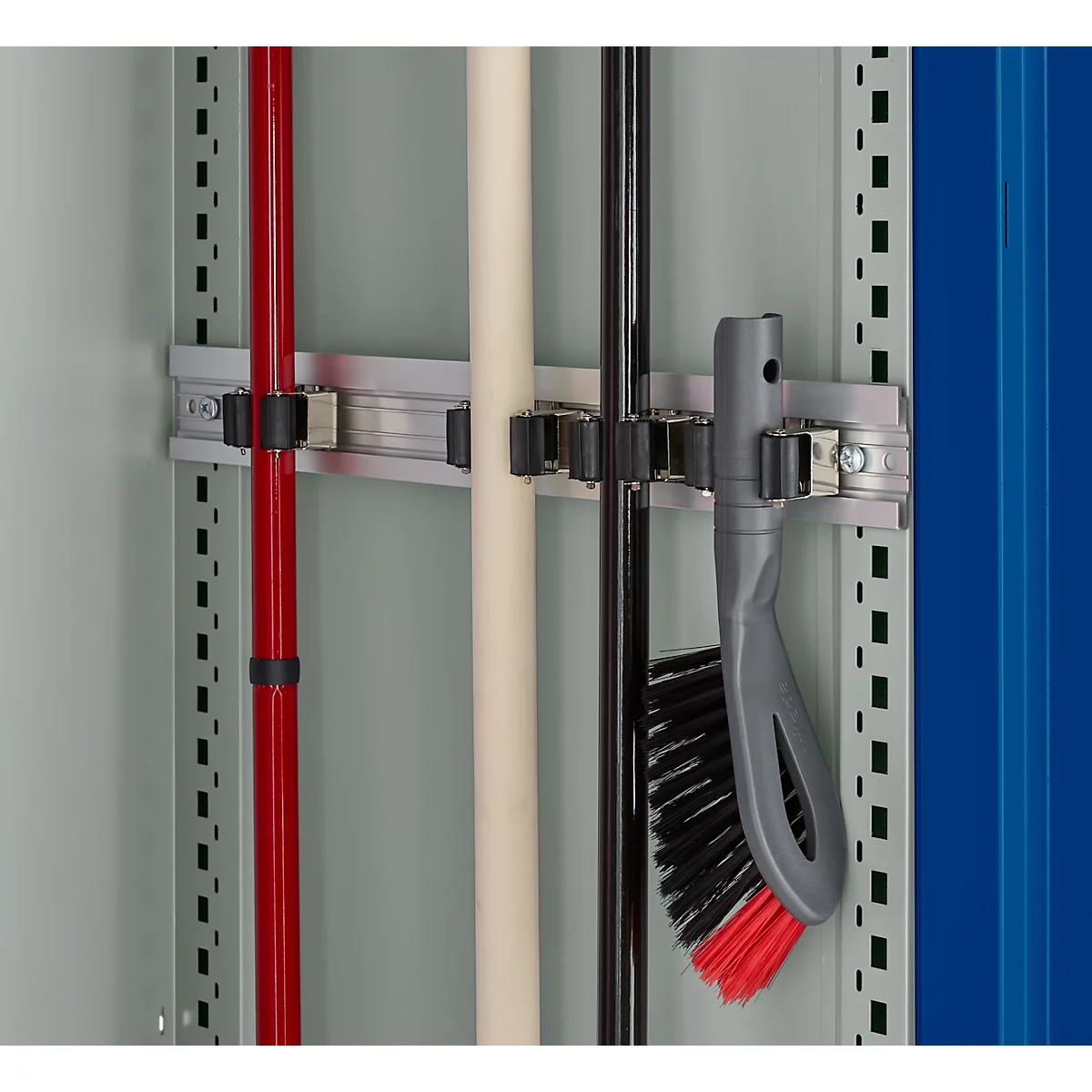 Schäfer Shop Genius Mehrzweckschrank FS, modular, indivuduell erweiterbar, Mittelwand, 4 Fachböden, bis 450 kg, B 1055 x T 520 x H 1950 mm, lichtgrau/enzianblau