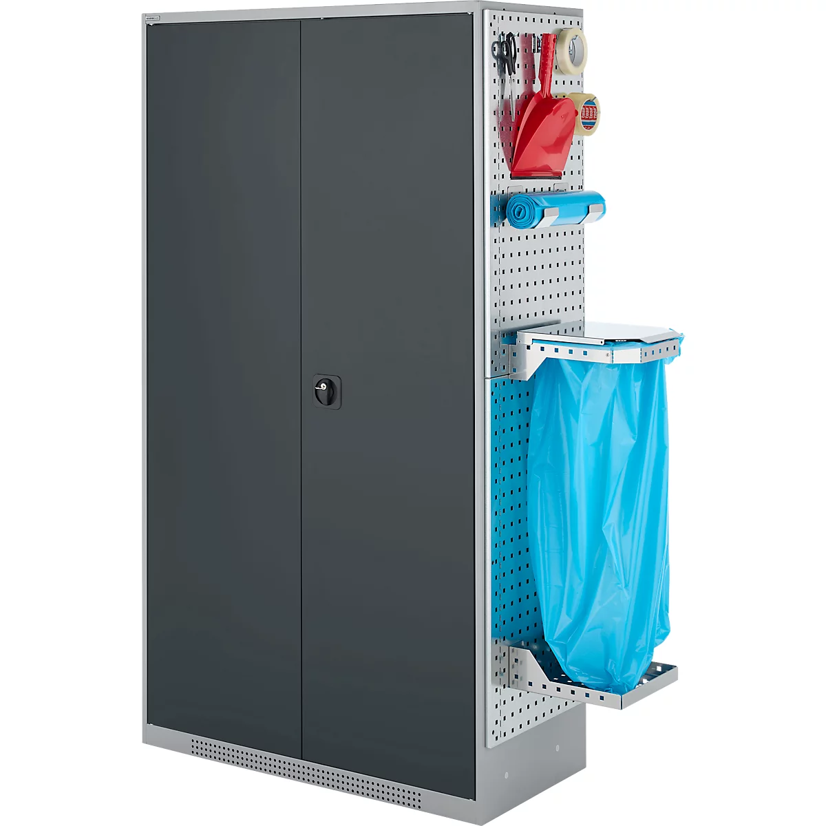 Schäfer Shop Genius Mehrzweckschrank FS, modular, indivuduell erweiterbar, Mittelwand, 4 Fachböden, bis 450 kg, B 1055 x T 520 x H 1950 mm, weißalu/anthrazitgrau