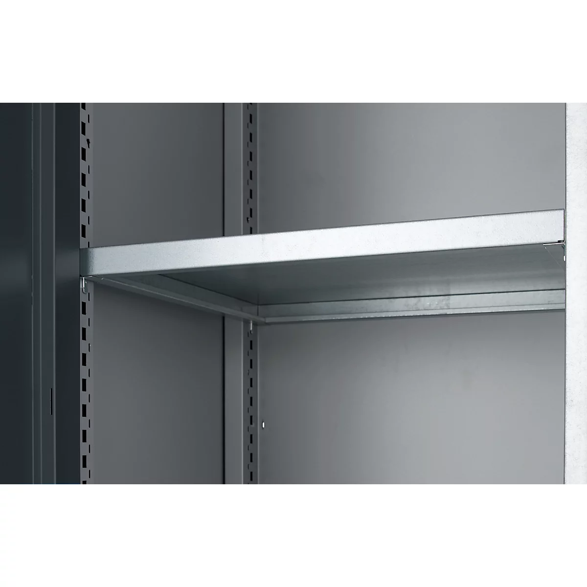 Schäfer Shop Genius Mehrzweckschrank FS, modular, indivuduell erweiterbar, Mittelwand, 4 Fachböden, bis 450 kg, B 1055 x T 520 x H 1950 mm, weißalu/anthrazitgrau