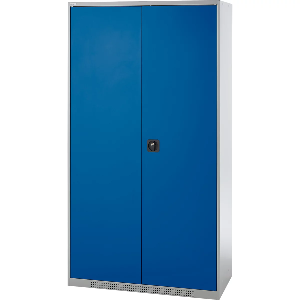 Schäfer Shop Genius Mehrzweckschrank FS, modular, indivuduell erweiterbar, Mittelwand, 4 Fachböden, bis 450 kg, B 1055 x T 520 x H 1950 mm, weißalu/enzianblau