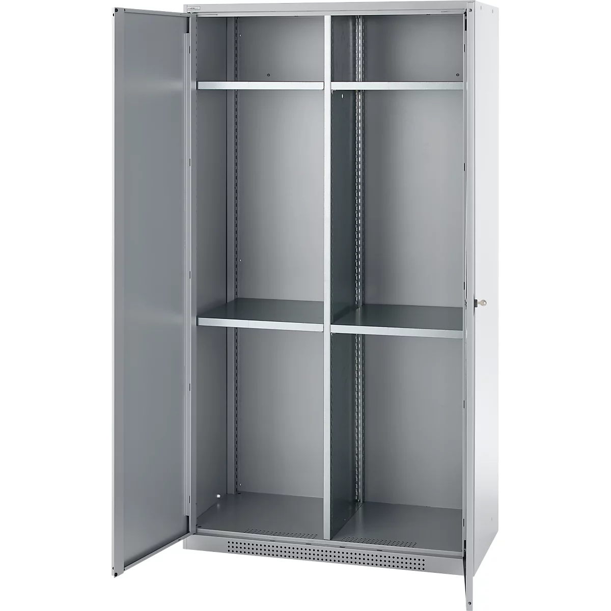 Schäfer Shop Genius Mehrzweckschrank FS, modular, indivuduell erweiterbar, Mittelwand, 4 Fachböden, bis 450 kg, B 1055 x T 520 x H 1950 mm, weißalu/weißalu