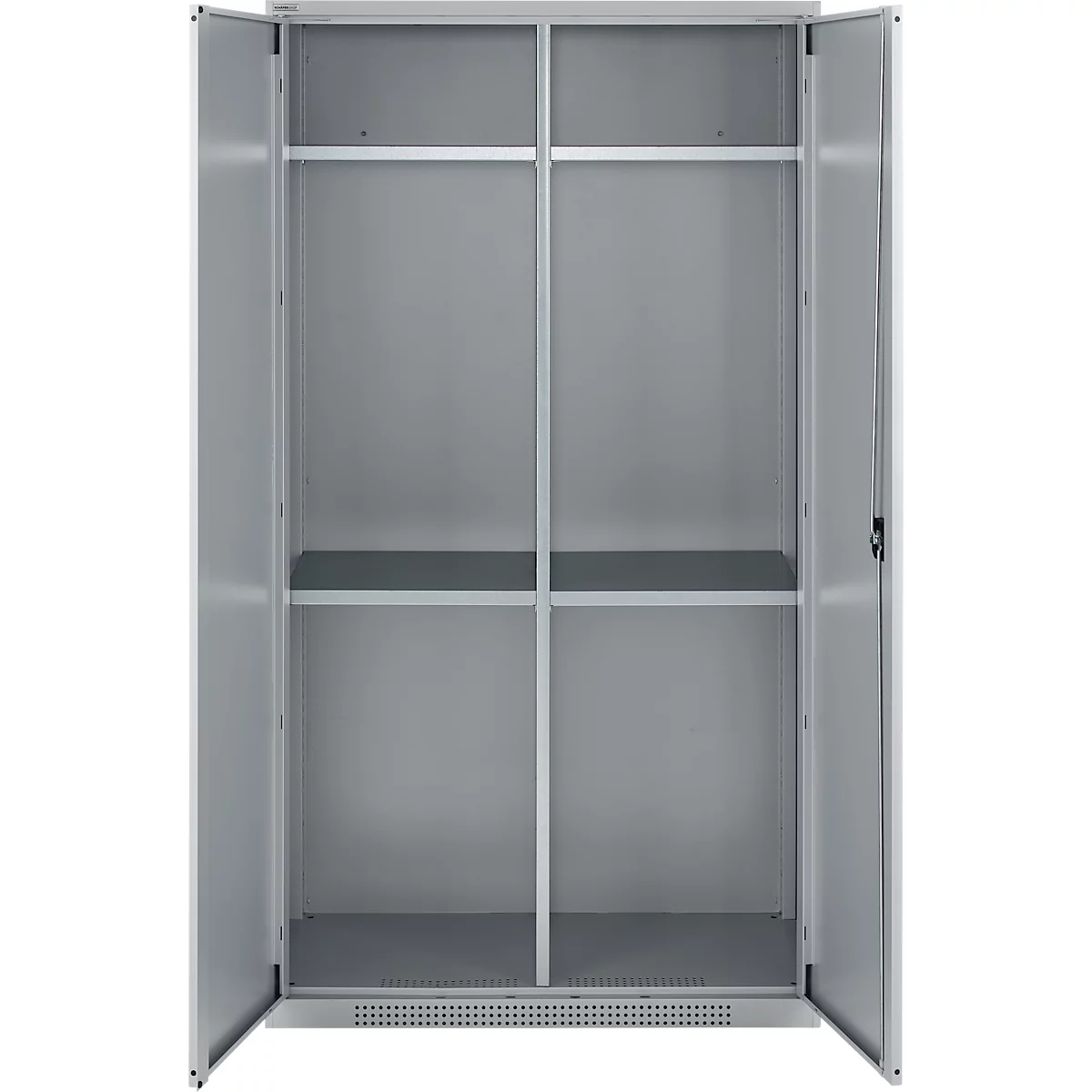 Schäfer Shop Genius Mehrzweckschrank FS, modular, indivuduell erweiterbar, Mittelwand, 4 Fachböden, bis 450 kg, B 1055 x T 520 x H 1950 mm, weißalu/weißalu