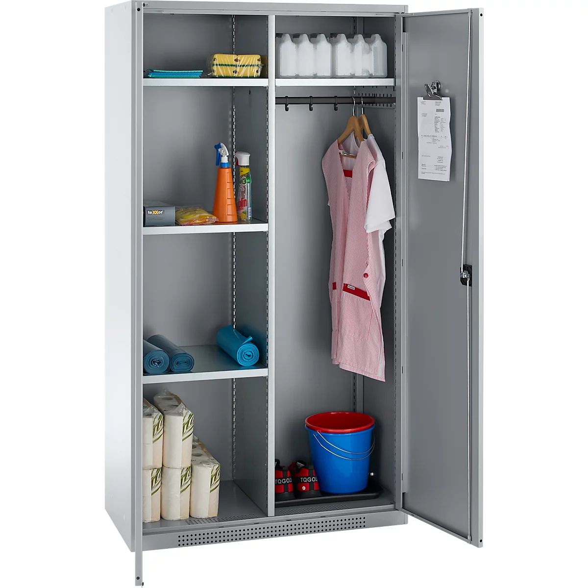 Schäfer Shop Genius Mehrzweckschrank FS, modular, indivuduell erweiterbar, Mittelwand, 4 Fachböden, bis 450 kg, B 1055 x T 520 x H 1950 mm, weißalu/weißalu