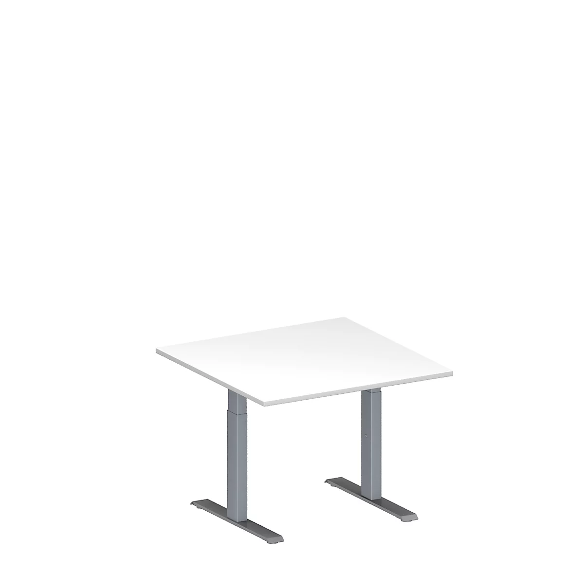 Schäfer Shop Genius Mesa adicional MODENA FLEX, ajustable en altura, cuadrada, pata en T de tubo rectangular, An 1000 x P 1000 mm, blanco