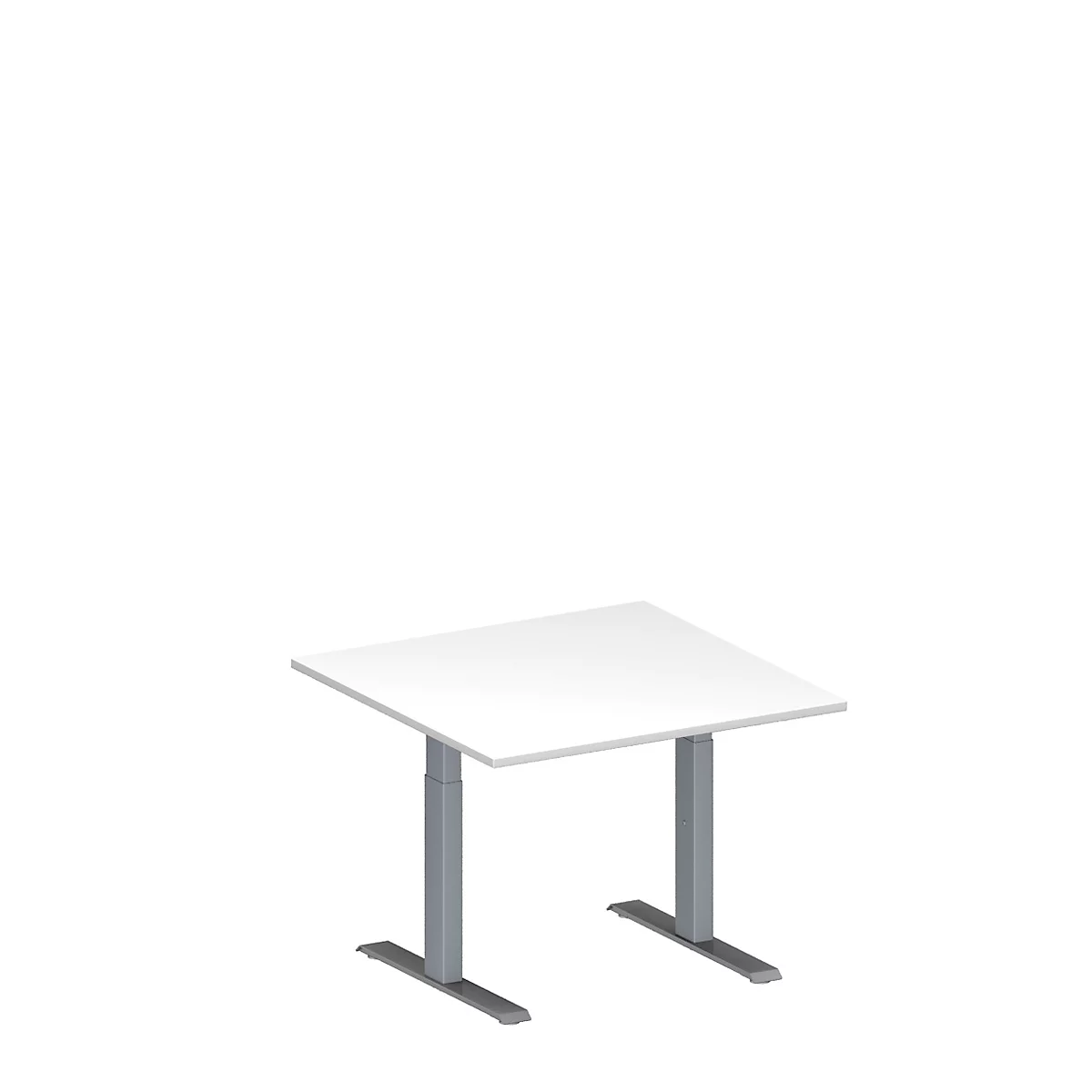 Schäfer Shop Genius Mesa adicional MODENA FLEX, ajustable en altura, cuadrada, pata en T de tubo rectangular, An 1000 x P 1000 mm, blanco