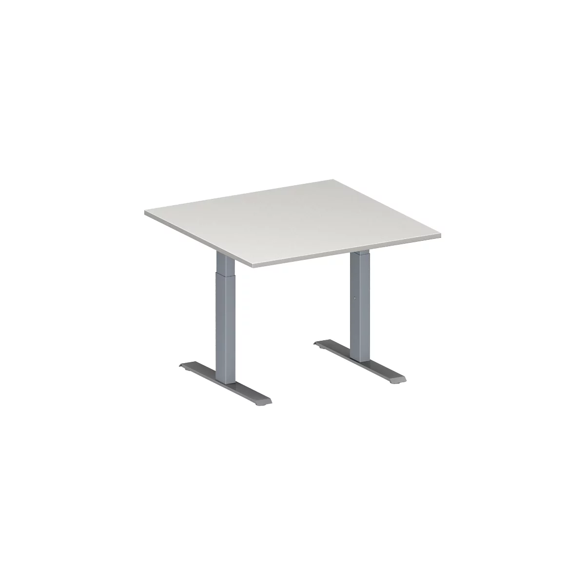 Schäfer Shop Genius Mesa adicional MODENA FLEX, ajustable en altura, cuadrada, pata en T de tubo rectangular, An 1000 x P 1000 mm, gris luminoso