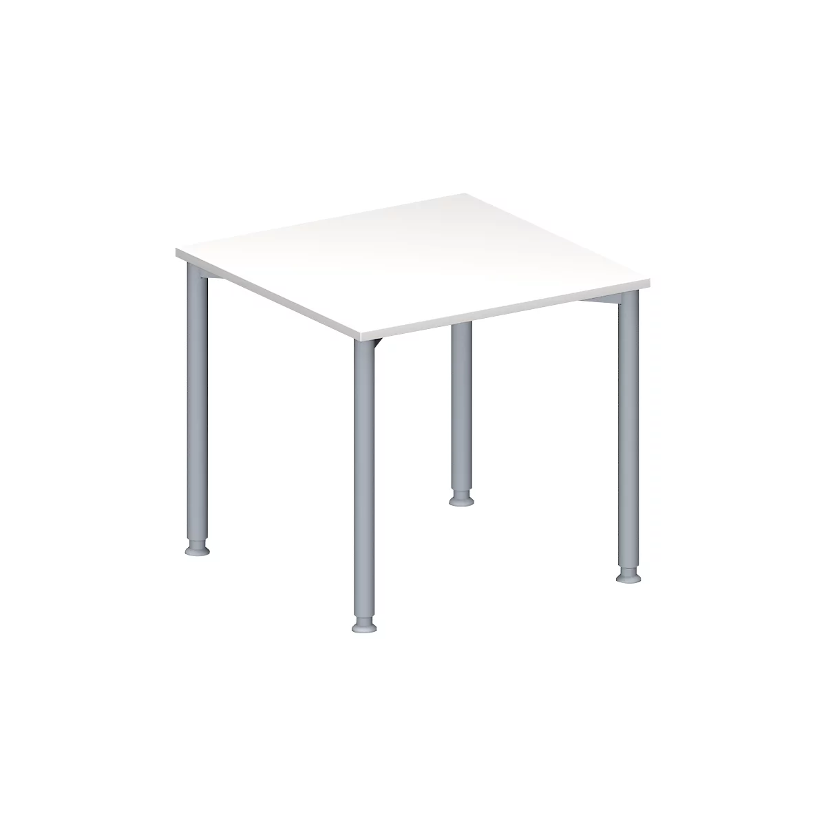 Schäfer Shop Genius Mesa de reuniones MODENA FLEX, ajustable en altura, forma cuadrada, 4 patas de tubo redondo, An 800 x P 800 mm, blanco