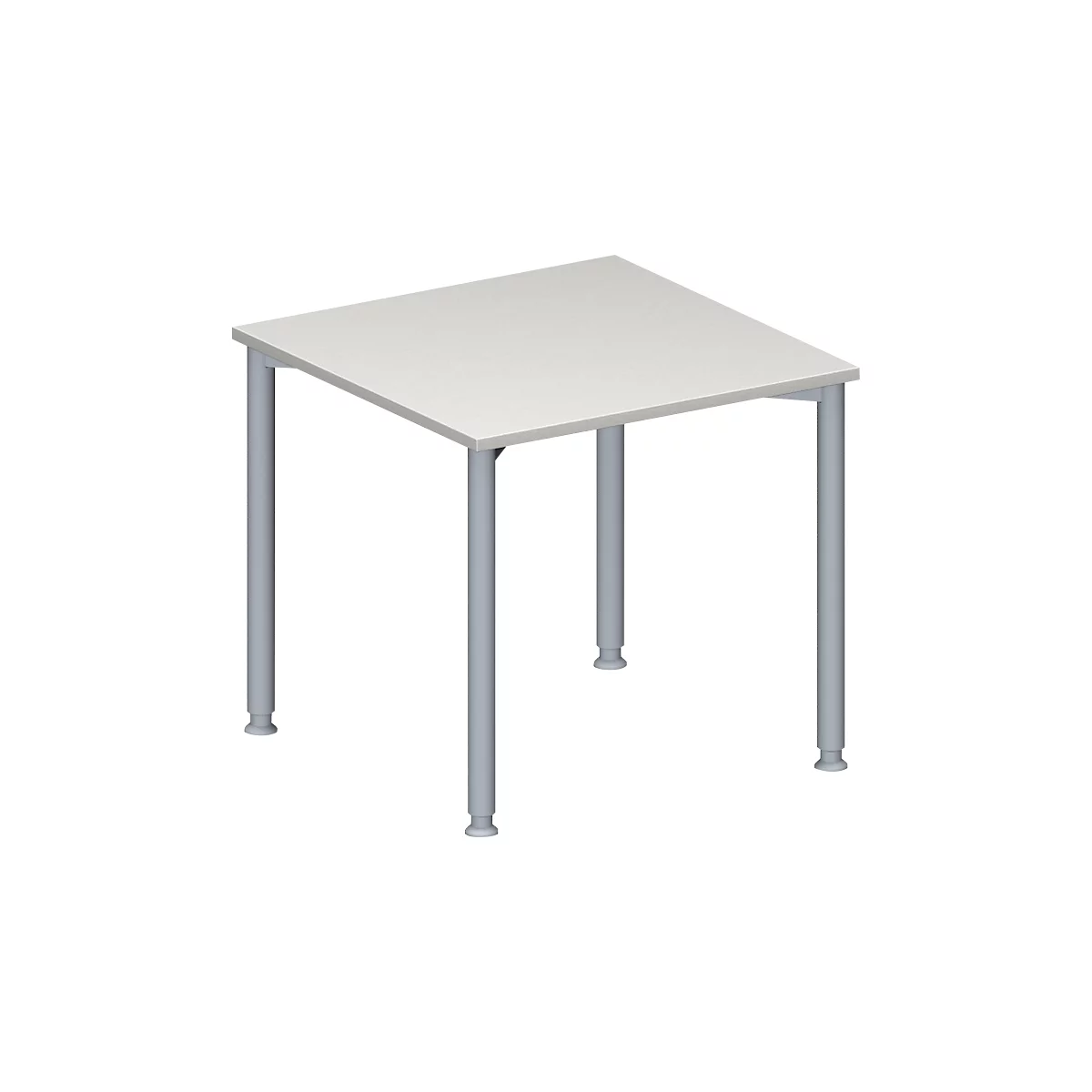 Schäfer Shop Genius Mesa de reuniones MODENA FLEX, ajustable en altura, forma cuadrada, 4 patas de tubo redondo, An 800 x P 800 mm, gris luminoso