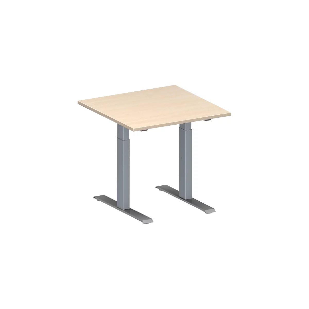 Schäfer Shop Genius Mesa de reuniones MODENA FLEX, ajustable en altura, forma cuadrada, pata en T de tubo rectangular, An 800 x P 800 mm, acabado en arce