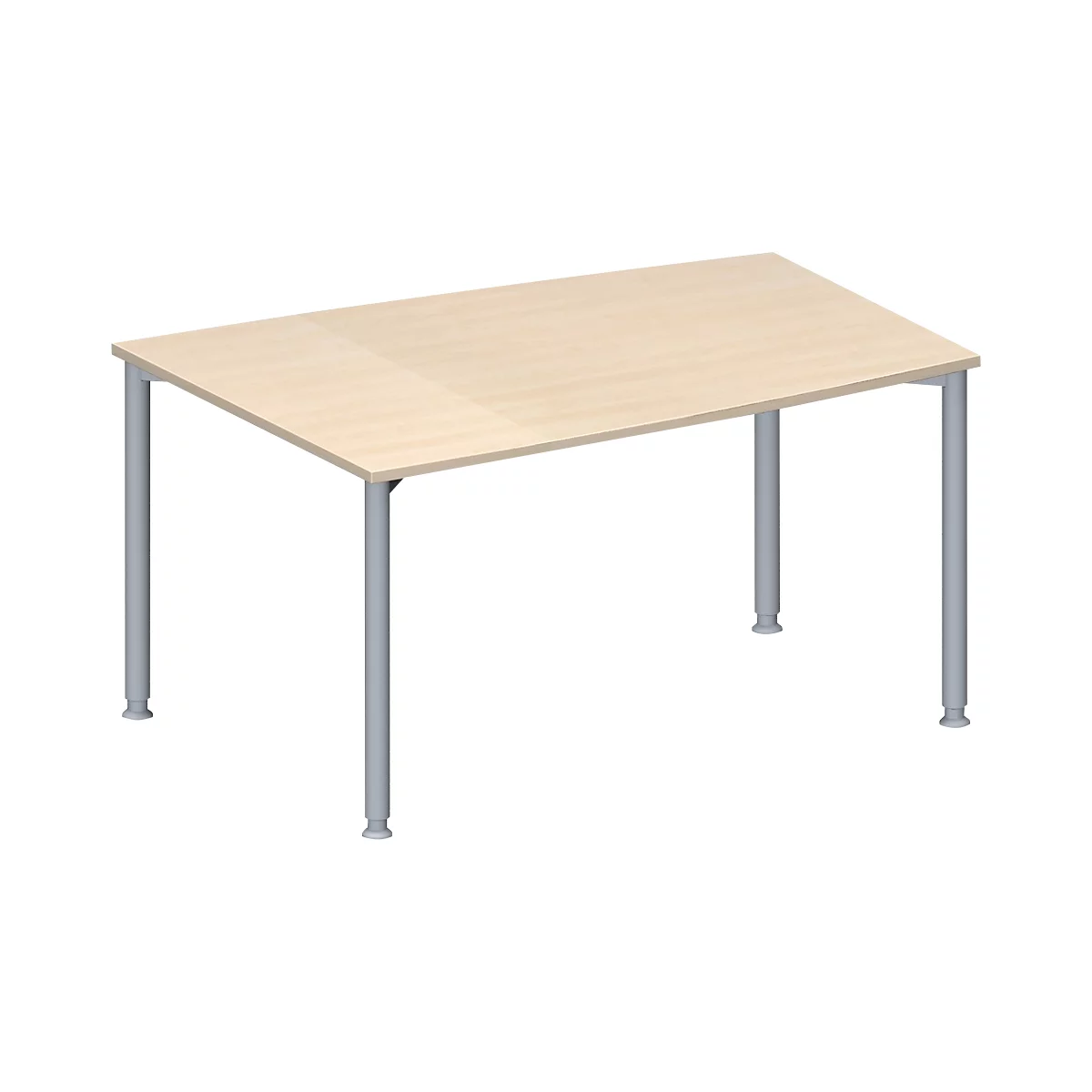 Schäfer Shop Genius Mesa de reuniones MODENA FLEX, ajustable en altura, forma de tonel, 4 patas de tubo redondo, An 1400 x P 1000 mm, acabado en arce