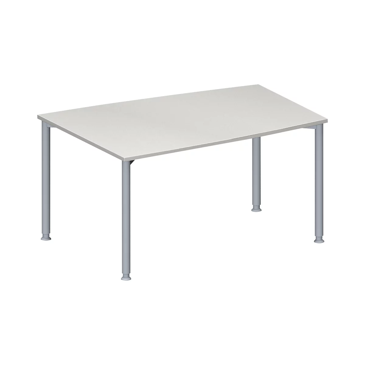 Schäfer Shop Genius Mesa de reuniones MODENA FLEX, ajustable en altura, forma de tonel, 4 patas de tubo redondo, An 1400 x P 1000 mm, gris luminoso