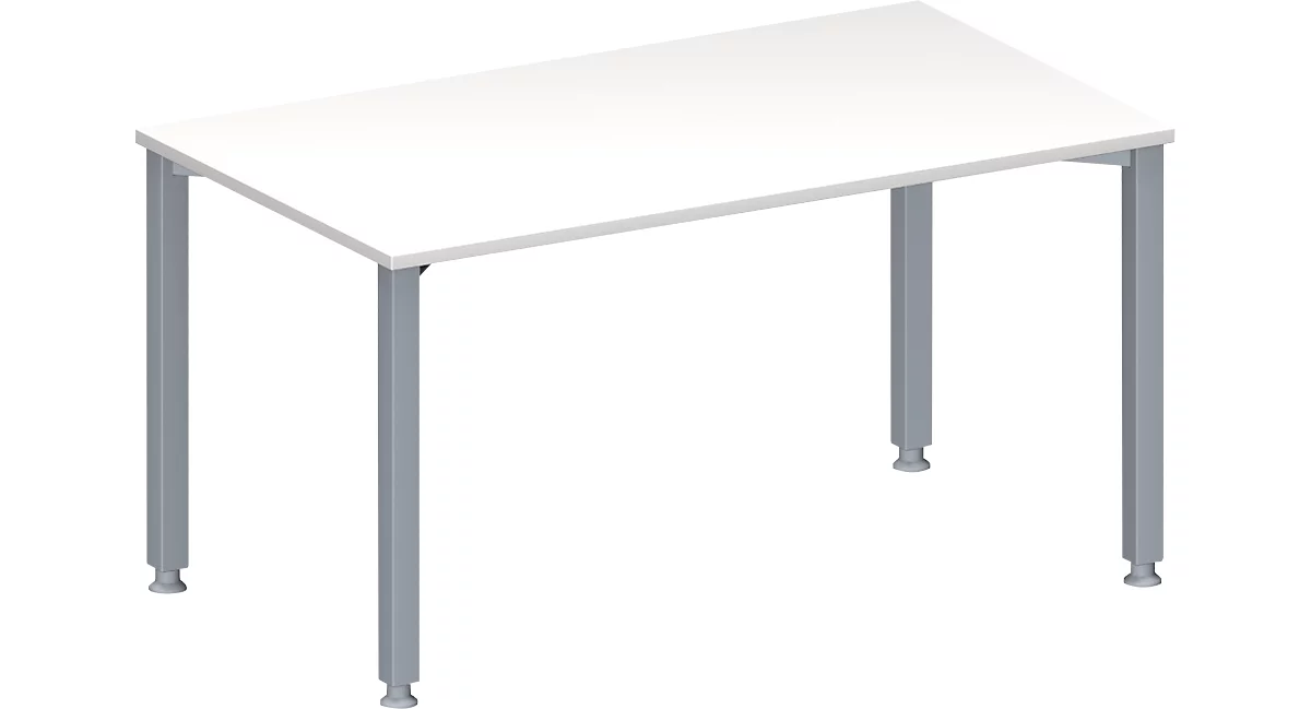 Schäfer Shop Genius Mesa de reuniones MODENA FLEX, ajustable en altura, forma rectangular, 4 patas de tubo cuadrado, An 1400 x P 800 mm, blanco