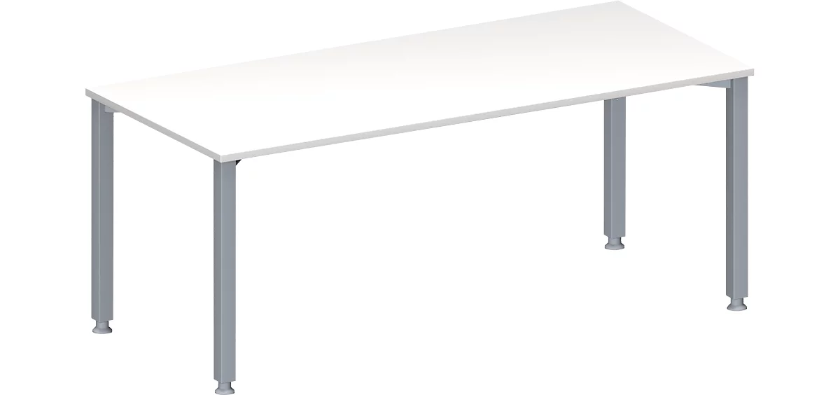 Schäfer Shop Genius Mesa de reuniones MODENA FLEX, ajustable en altura, forma rectangular, 4 patas de tubo cuadrado, An 1800 x P 800 mm, blanco