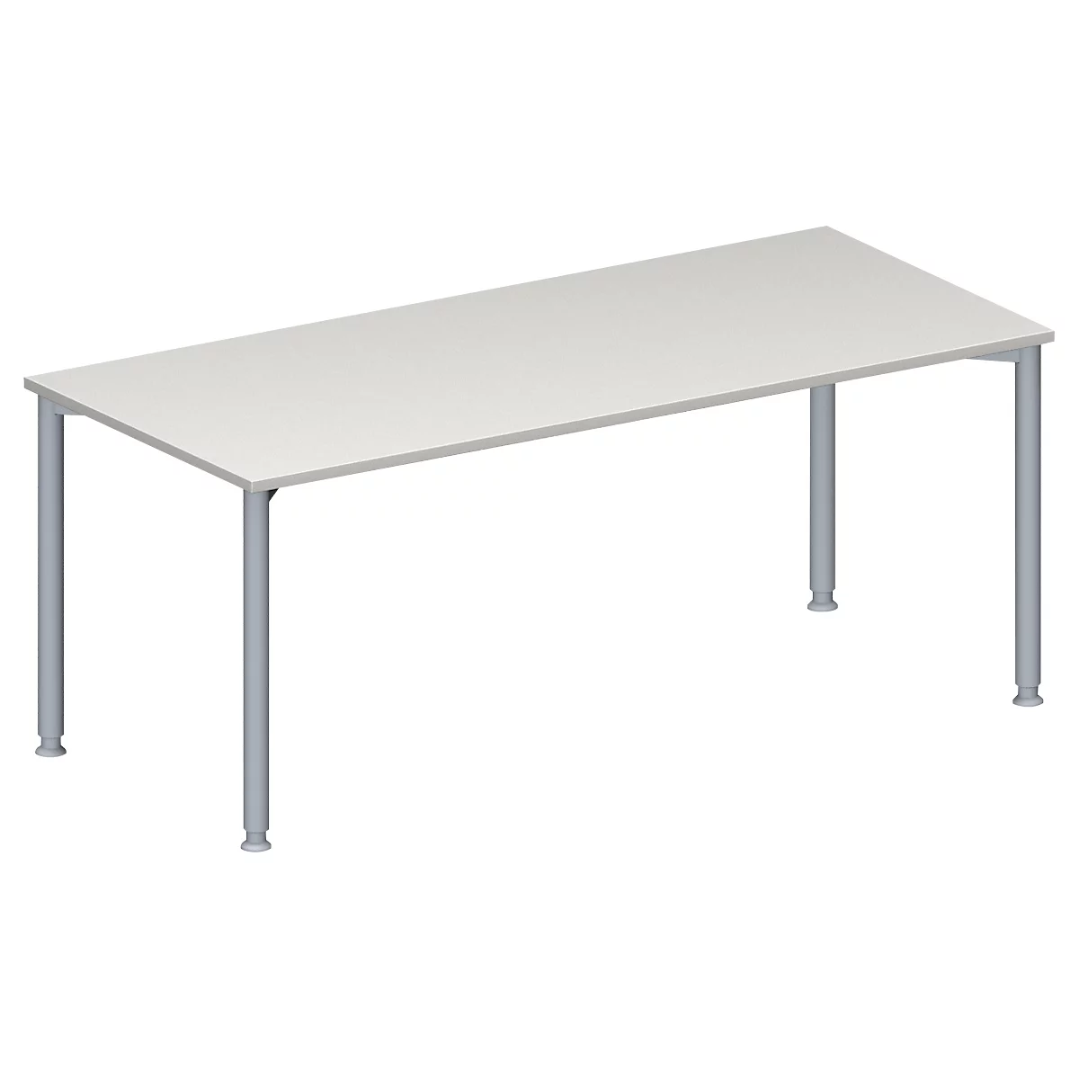 Schäfer Shop Genius Mesa de reuniones MODENA FLEX, ajustable en altura, forma rectangular, 4 patas de tubo redondo, An 1800 x P 800 mm, gris luminoso