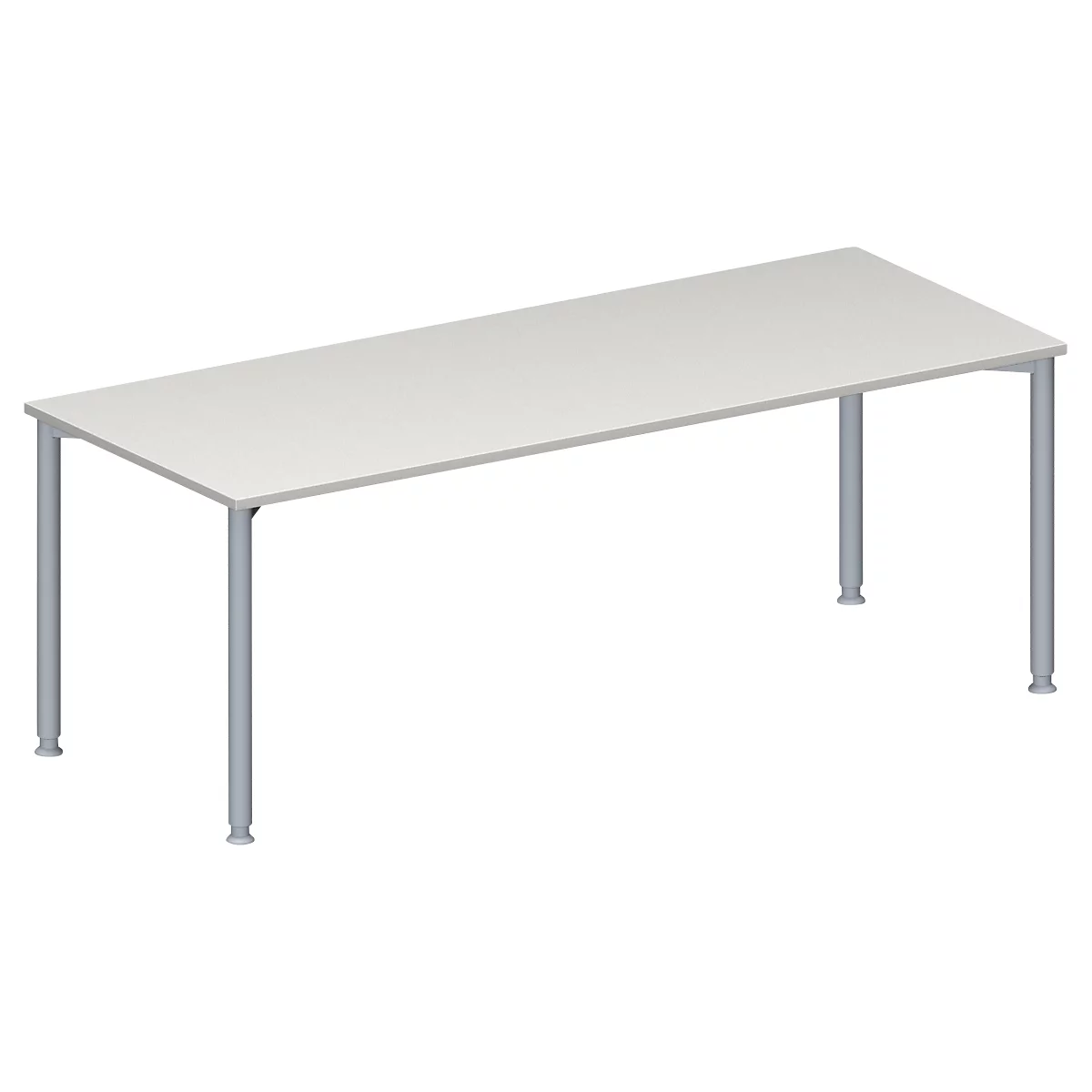 Schäfer Shop Genius Mesa de reuniones MODENA FLEX, ajustable en altura, forma rectangular, 4 patas de tubo redondo, An 2000 x P 800 mm, gris luminoso