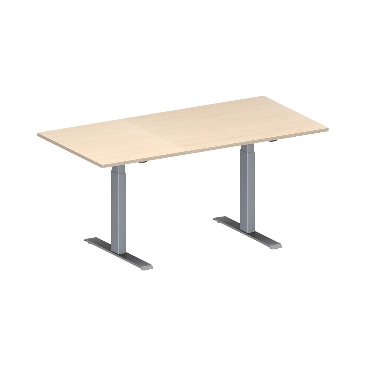 Schäfer Shop Genius Mesa de reuniones MODENA FLEX, ajustable en altura, forma rectangular, pata en T de tubo rectangular, An 1600 x P 800 mm, acabado en arce