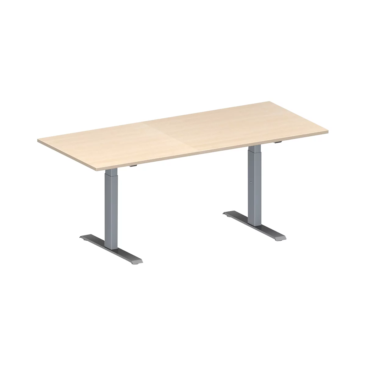 Schäfer Shop Genius Mesa de reuniones MODENA FLEX, ajustable en altura, forma rectangular, pata en T de tubo rectangular, An 1800 x P 800 mm, acabado en arce