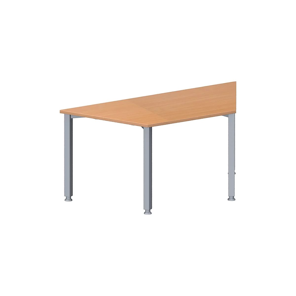 Schäfer Shop Genius Mesa de reuniones MODENA FLEX, ajustable en altura, forma trapecial, 4 patas de tubo cuadrado, An 1600 x P 800 mm, acabado en haya