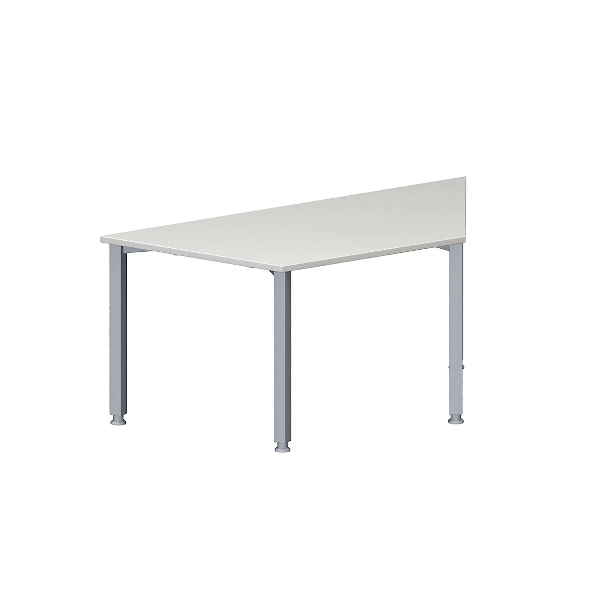 Schäfer Shop Genius Mesa de reuniones MODENA FLEX, ajustable en altura, forma trapecial, 4 patas de tubo cuadrado, An 1600 x P 800 mm, gris luminoso