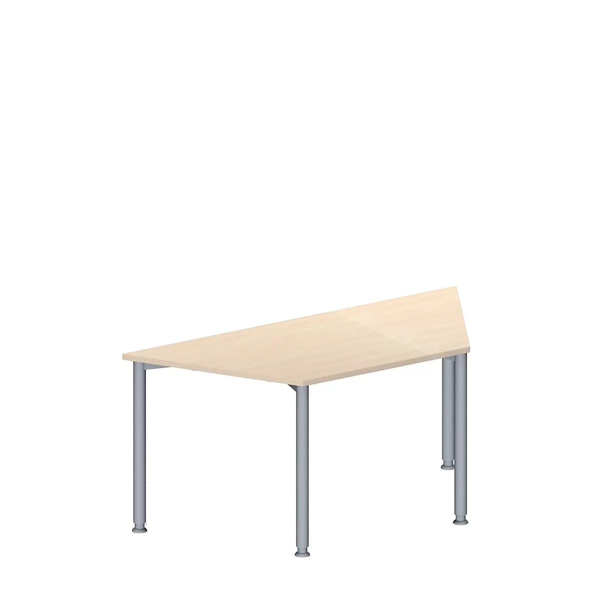 Schäfer Shop Genius Mesa de reuniones MODENA FLEX, ajustable en altura, forma trapecial, 4 patas de tubo redondo, An 1600 x P 800 mm, acabado en arce