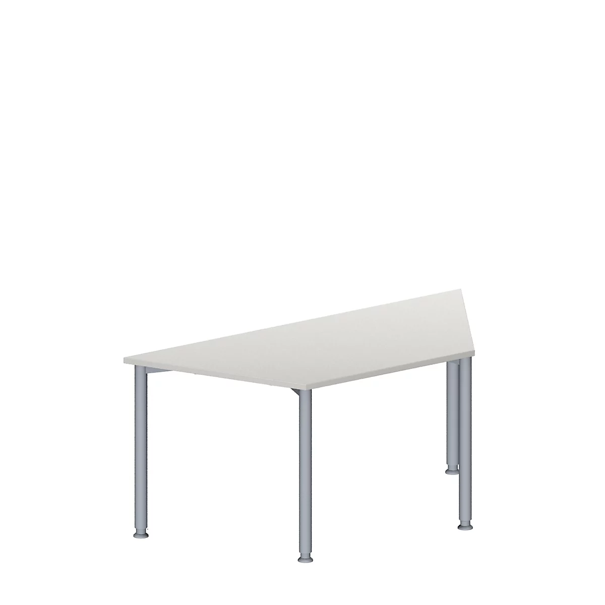 Schäfer Shop Genius Mesa de reuniones MODENA FLEX, ajustable en altura, forma trapecial, 4 patas de tubo redondo, An 1600 x P 800 mm, gris luminoso