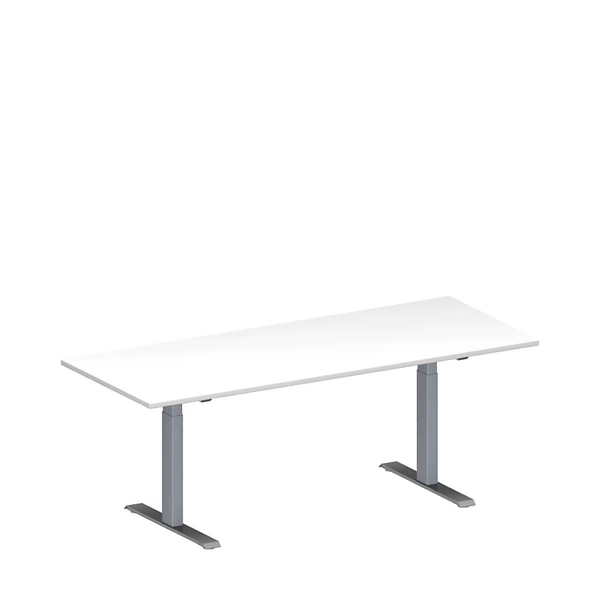 Schäfer Shop Genius Mesa de reuniones MODENA FLEX, ajustable en altura, rectangular, pata en T, An 2000 x P 800 mm, blanco
