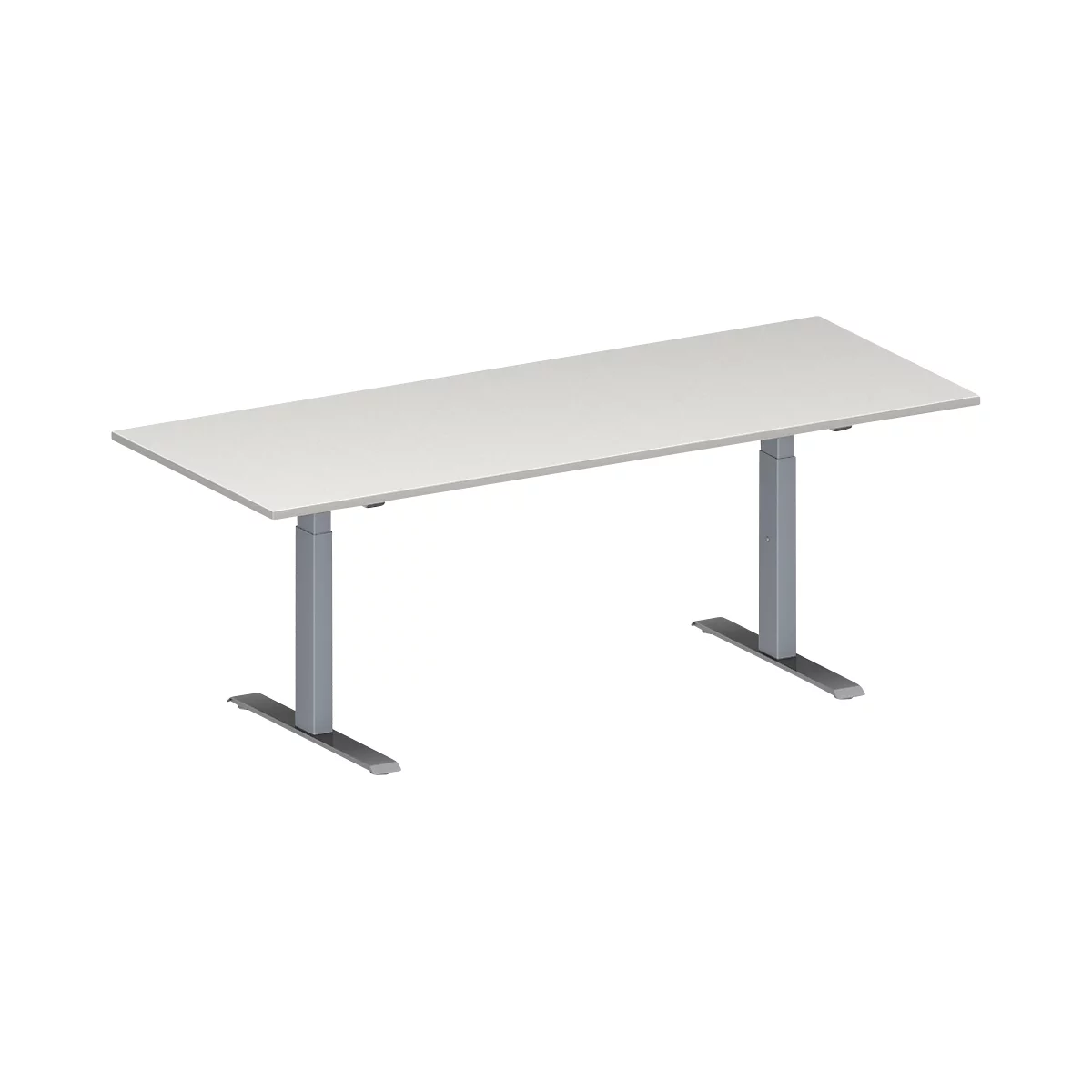 Schäfer Shop Genius Mesa de reuniones MODENA FLEX, ajustable en altura, rectangular, pata en T, An 2000 x P 800 mm, gris luminoso