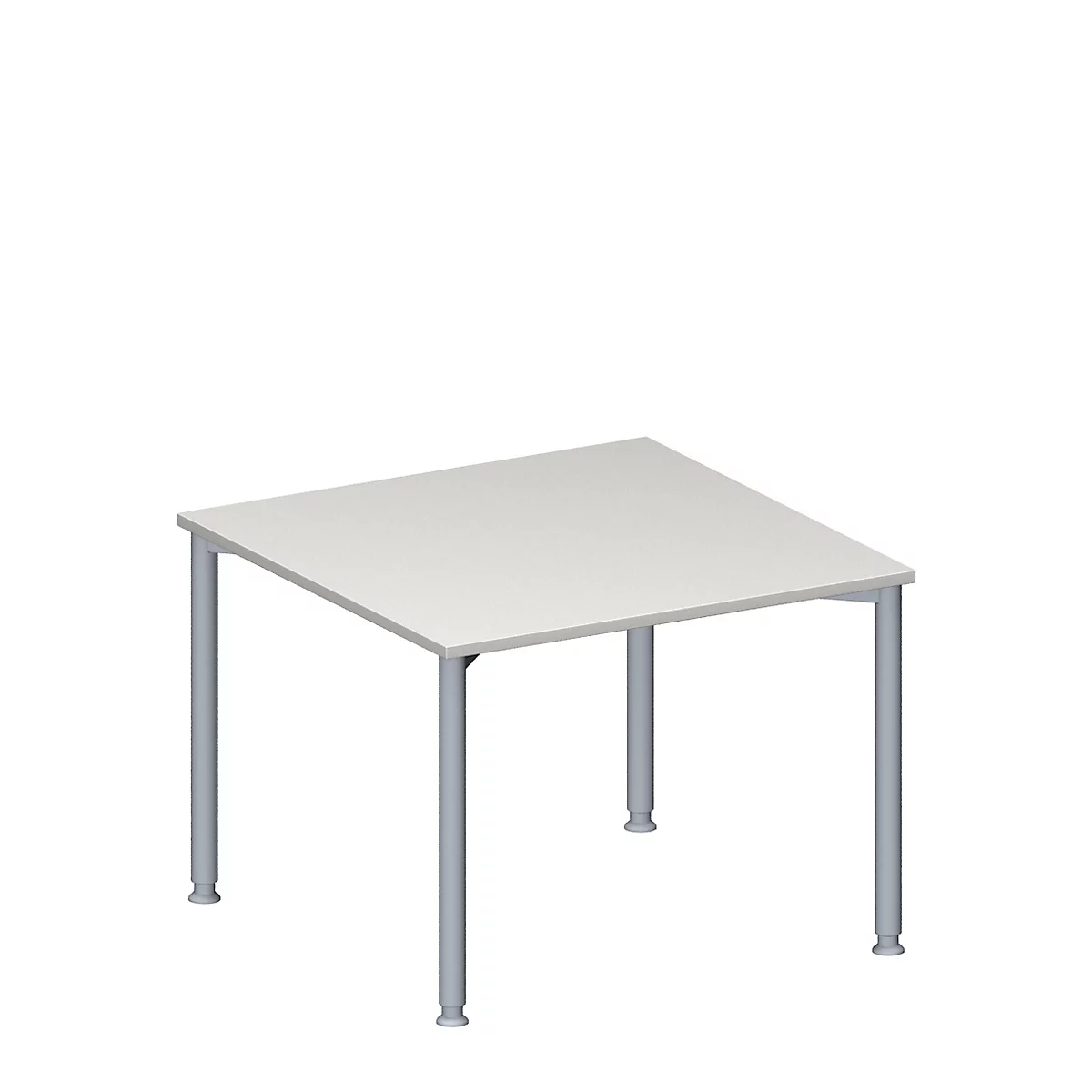 Schäfer Shop Genius Mesa extensible MODENA FLEX, regulable en altura, forma cuadrada, 4 pies, tubo redondo, ancho 1000 x fondo 1000 mm, gris claro