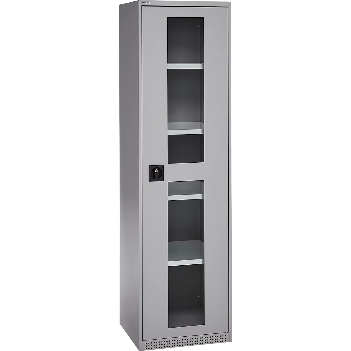 Schäfer Shop Genius metalen materiaalkast FS, met kijkvenster, ventilatiegaten, B 545 x D 520 x H 1950 mm, 5 OH, tot 250 kg, blank.alu kleurig/blank.alu kleurig