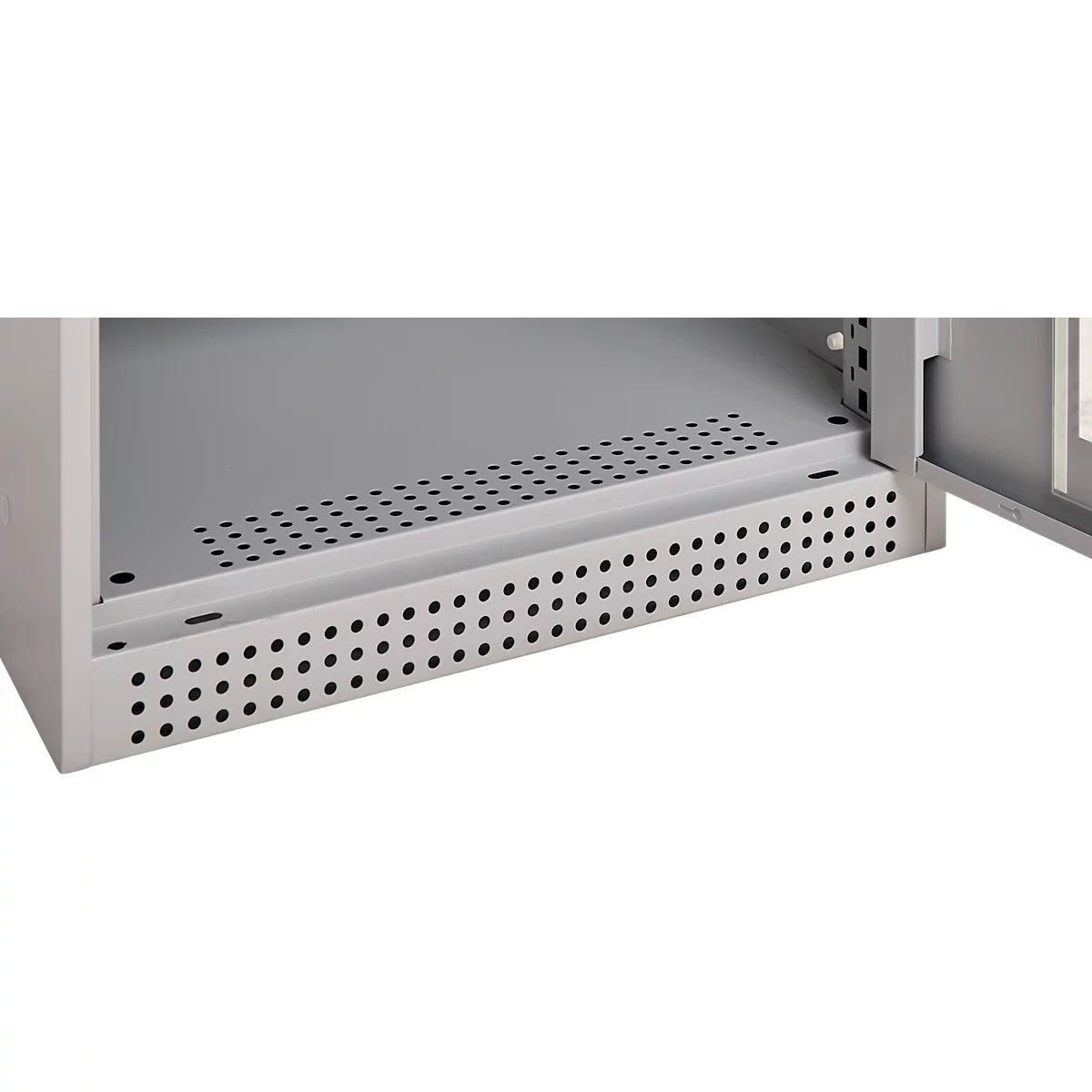 Schäfer Shop Genius metalen materiaalkast FS, met kijkvenster, ventilatiegaten, B 545 x D 520 x H 1950 mm, 5 OH, tot 250 kg, blank.alu kleurig/blank.alu kleurig