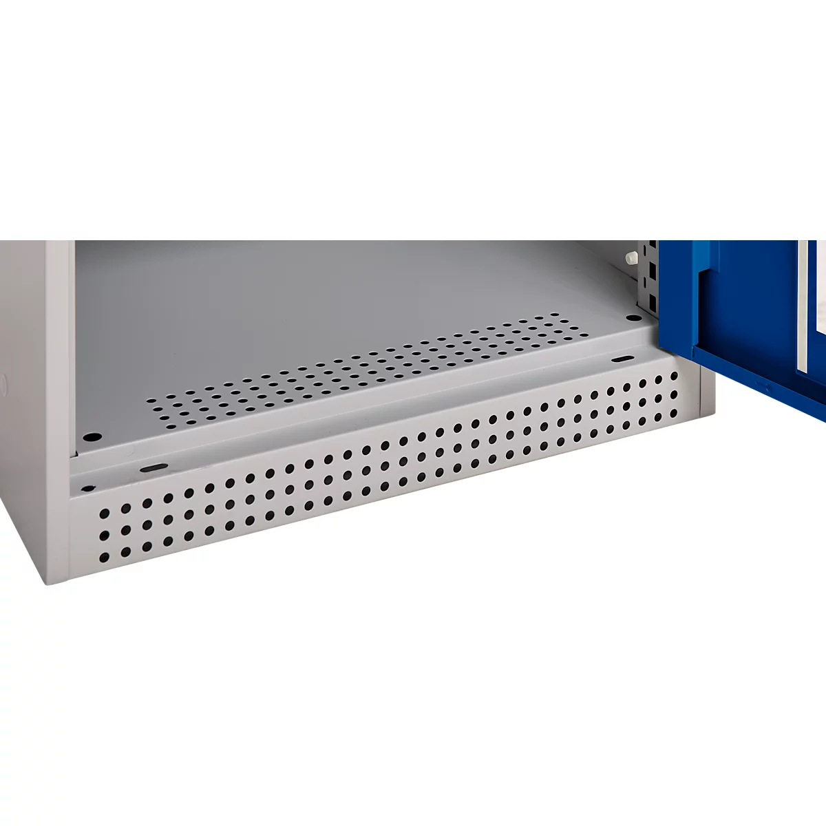 Schäfer Shop Genius metalen materiaalkast FS, met kijkvenster, ventilatiegaten, B 545 x D 520 x H 1950 mm, 5 OH, tot 250 kg, blank.alu kleurig/gentiaanblauw