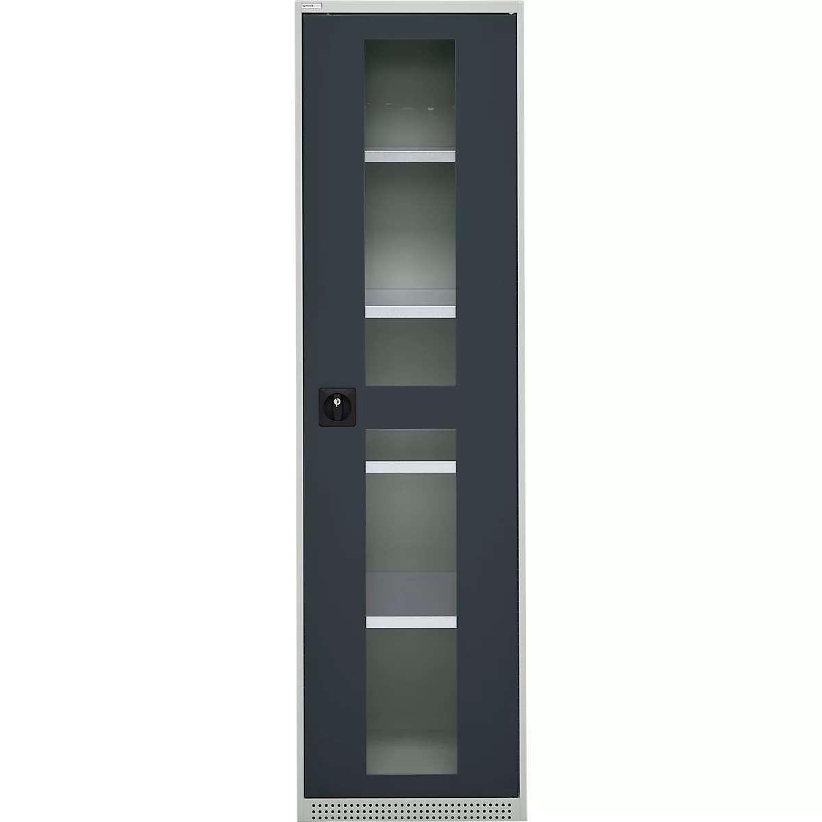 Schäfer Shop Genius metalen materiaalkast FS, met kijkvenster, ventilatiegaten, B 545 x D 520 x H 1950 mm, 5 OH, tot 250 kg, lichtgrijs/antraciet