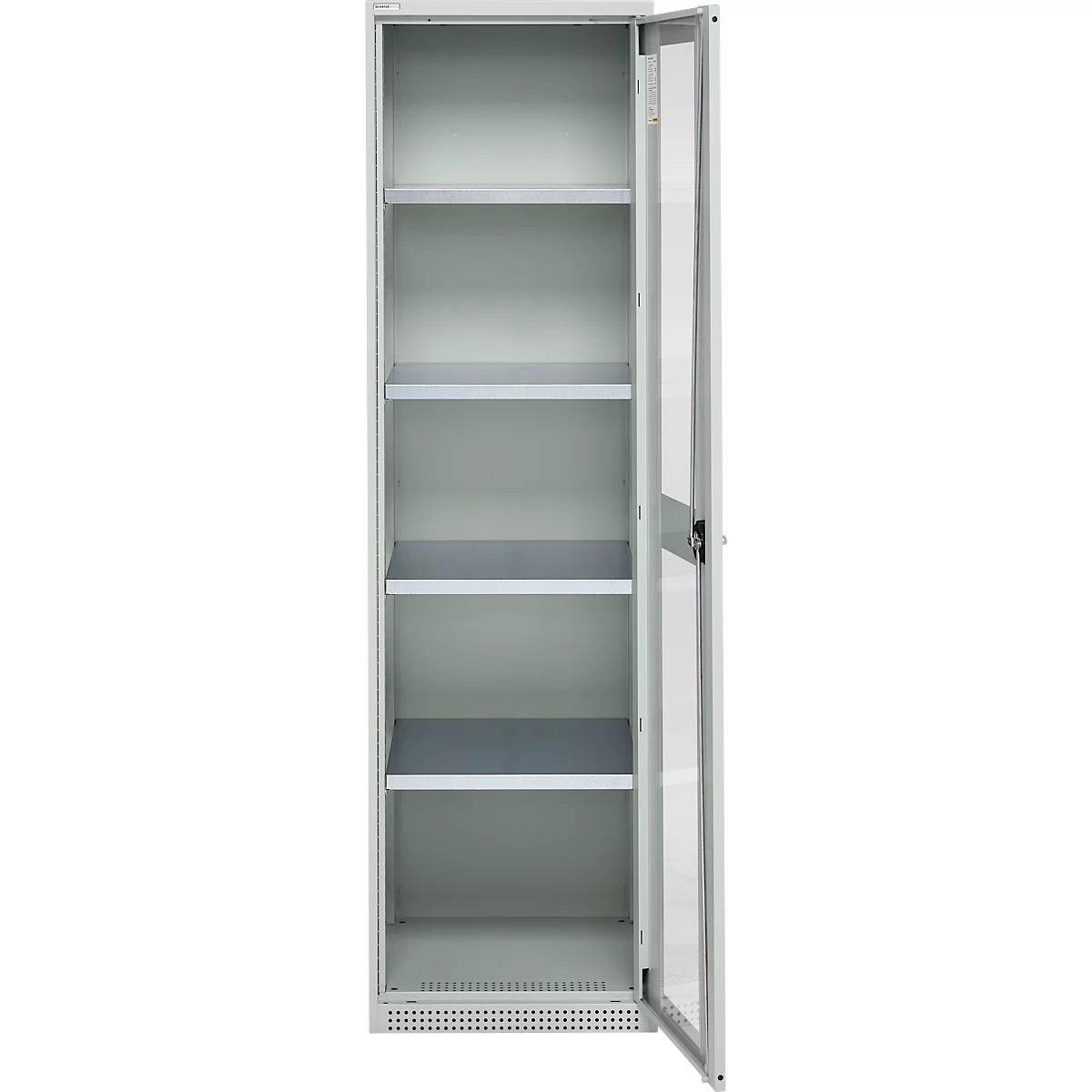 Schäfer Shop Genius metalen materiaalkast FS, met kijkvenster, ventilatiegaten, B 545 x D 520 x H 1950 mm, 5 OH, tot 250 kg, lichtgrijs/lichtgrijs