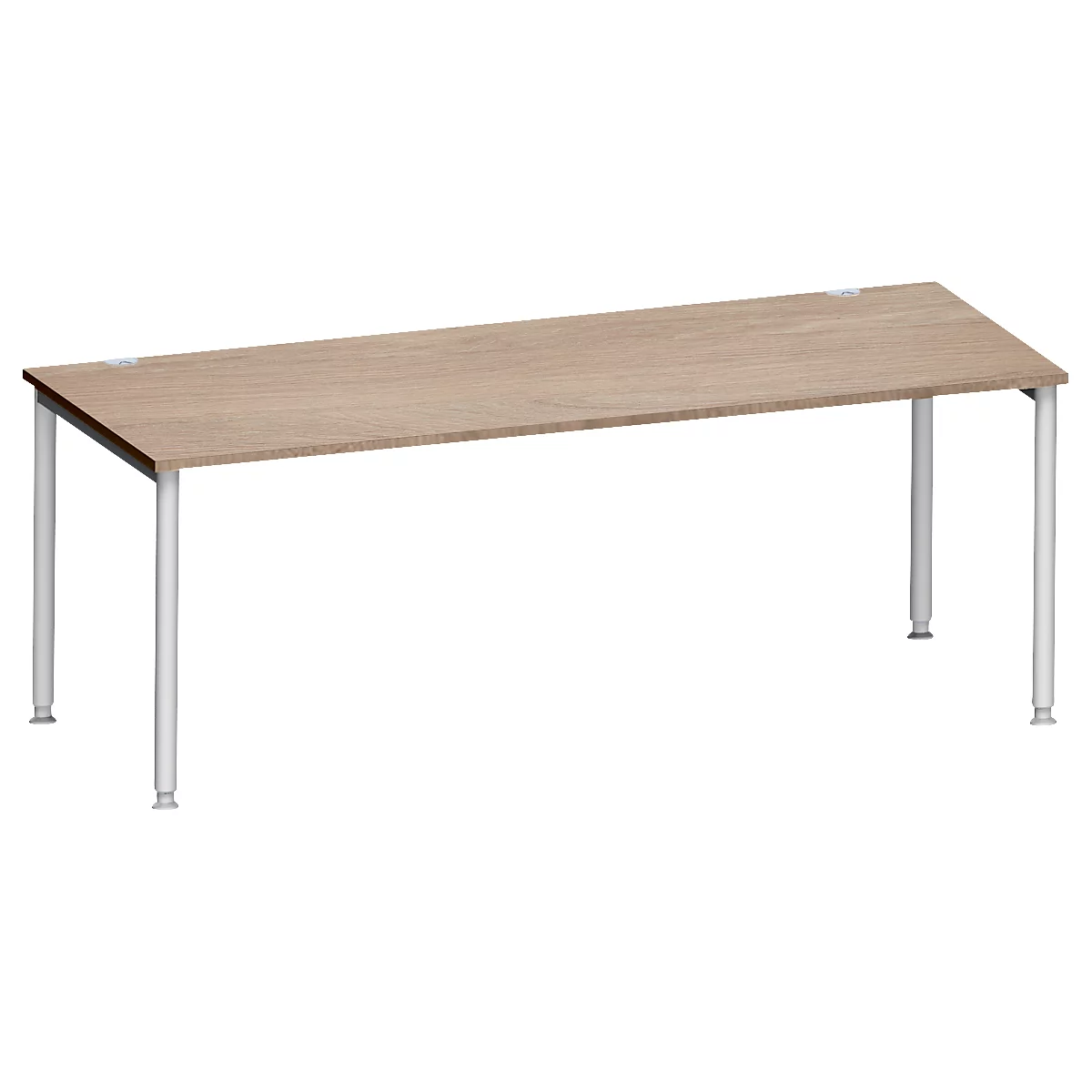 Schäfer Shop Genius MODENA FLEX bureau, 4-poots ronde buis, B 2000 x D 1000 mm, eiken/wit aluminium