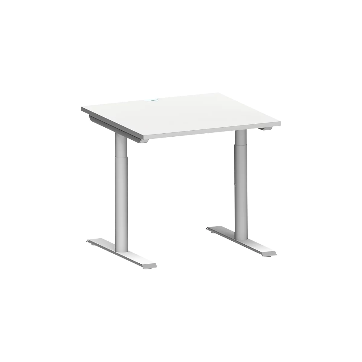 Schäfer Shop Genius MODENA FLEX bureau, T-poot ronde buis, B 800 x D 800 mm, lichtgrijs